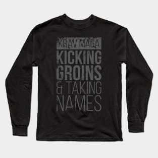 Krav Maga Kicking Groins Gray Long Sleeve T-Shirt